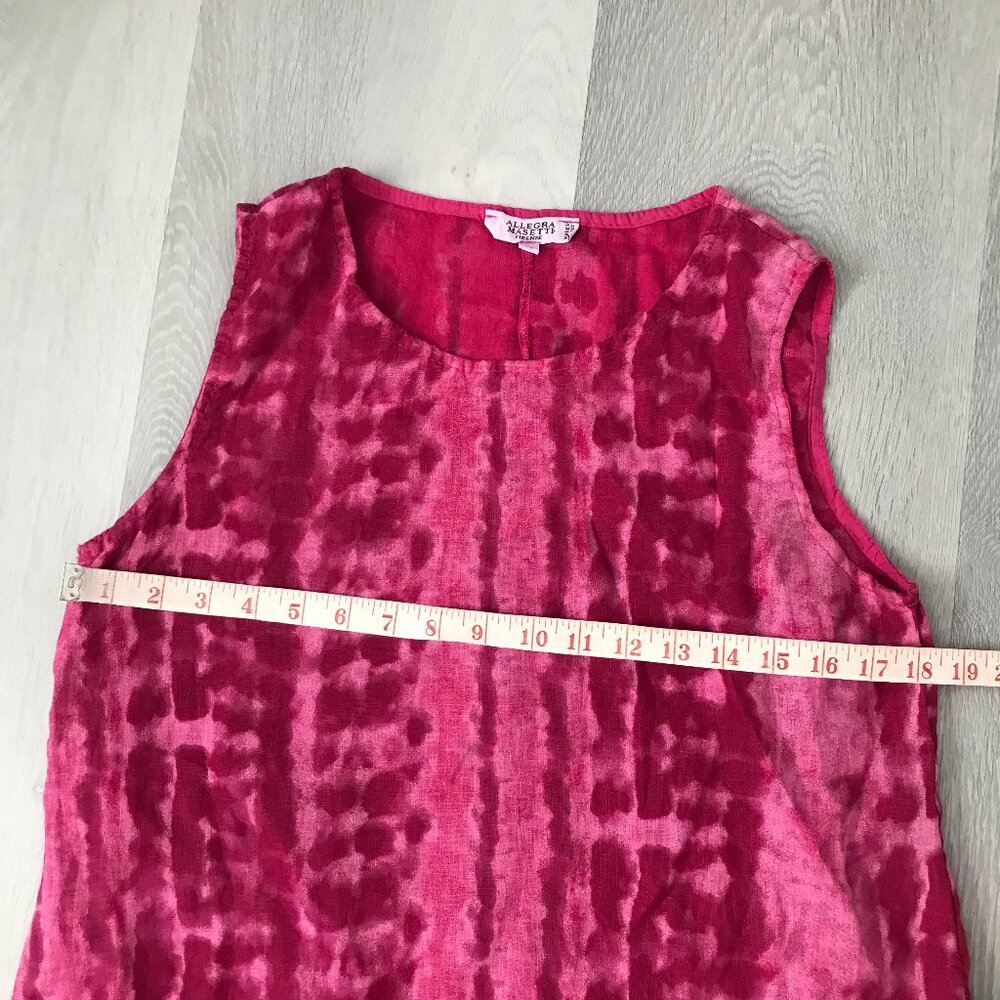 ALLEGRA MASETTI 100% LINEN MAXI DRESS PINK BATIK SLEEVELESS PULLOVER - Picture 5 of 8